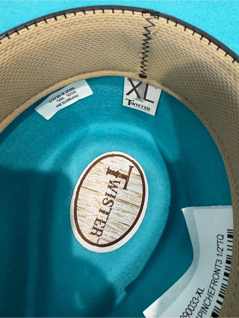 Girl’s Twister Teal Wide-Brim Felt Fedora with Striped Band